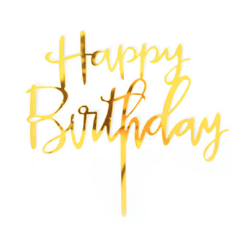 Deluxe Cake Topper - Gold Happy Birthday