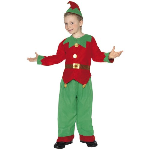 Elf Kid's Costume - Red & Green