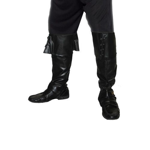 Deluxe Pirate Boot Toppers - Black