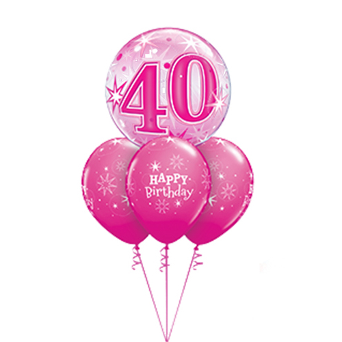 40th Birthday Pink Sparkle Bubble Semi Luxury Bouquet