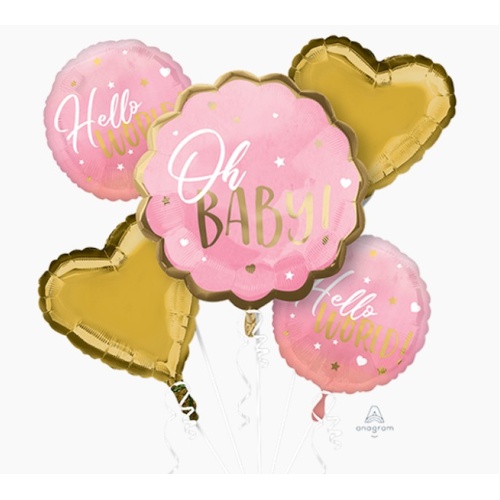 INFLATED Oh Baby Girl Mega Foil Balloon Bouquet