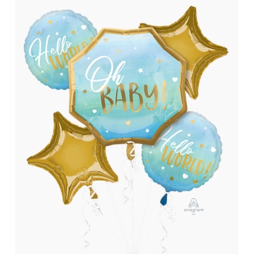 INFLATED Oh Baby Boy Mega Foil Balloon Bouquet