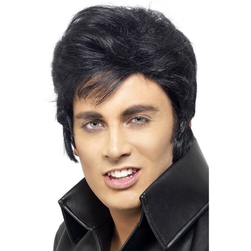 Rocker Black Elvis Style Wig