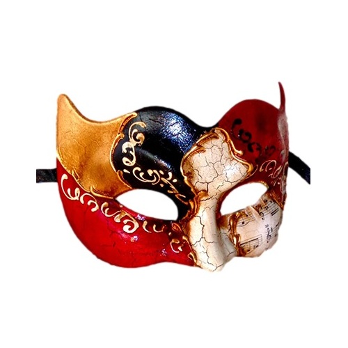Vivaldi Zane Red & Gold Deluxe Italian Masquerade Eye Mask