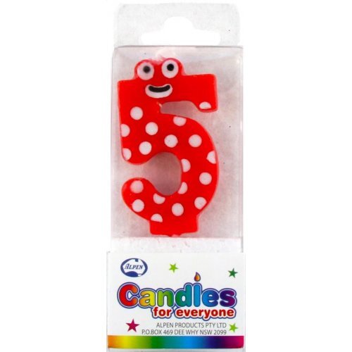 Number 5 Googly Eyes Candle