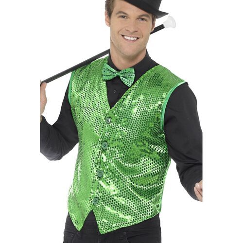 Green Sequin Waistcoat [Size: Large]