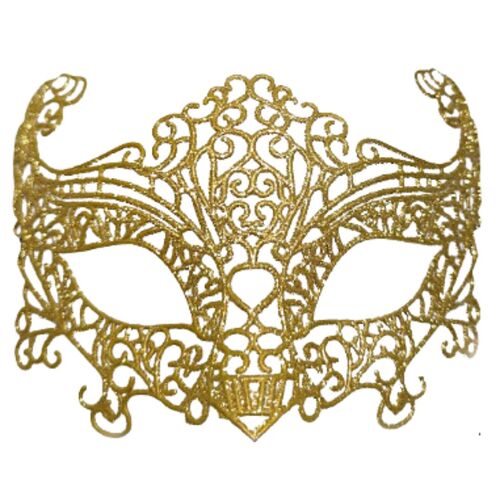 Gold Glitter Lace Masquerade Eye Mask 