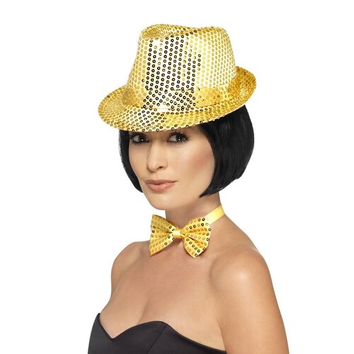 Trilby Hat - Gold Sequin