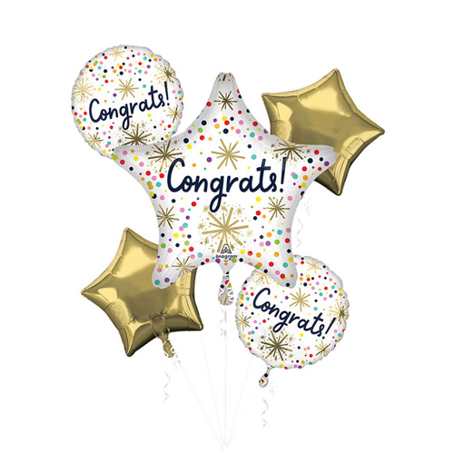 INFLATED Congratulations Confetti Sprinkles Mega Foil Balloon Bouquet