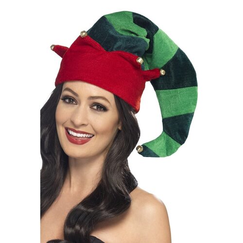 Deluxe Striped Christmas Elf Hat