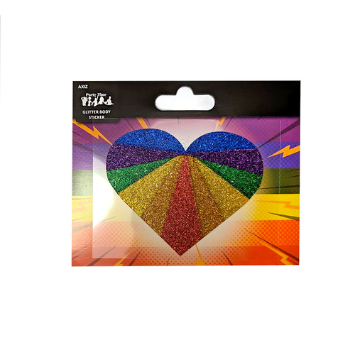 Glitter Rainbow Heart Body Sticker