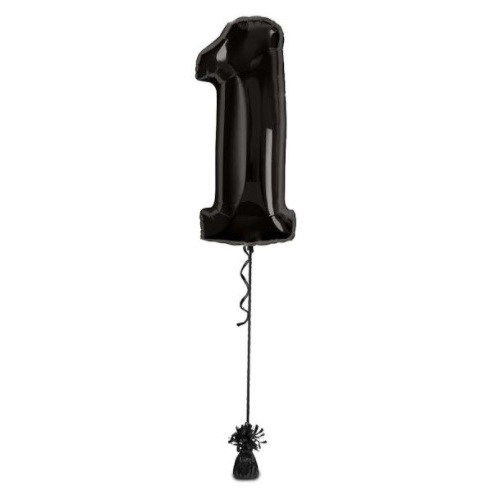 Megaloon Number 1 Foil Balloon [Colour: Black]