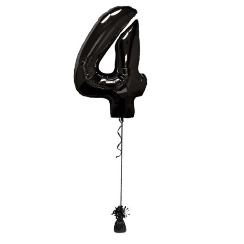 Megaloon Number4 Foil Balloon [Colour: Black]