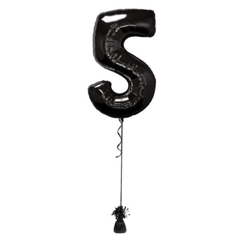 Megaloon Number 5 Foil Balloon [Colour: Black]