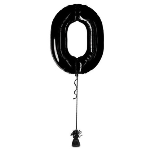 Megaloon Number 0 Foil Balloon [Colour: Black]