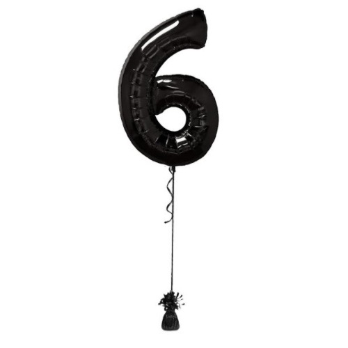 Megaloon Number 6 Foil Balloon [Colour: Black]