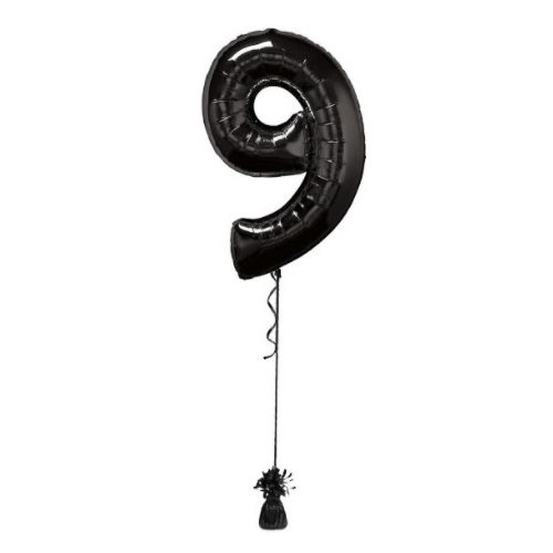 Megaloon Number 9 Foil Balloon [Colour: Black]