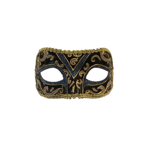 Glitter Masquerade Eye Mask - Blue & Gold