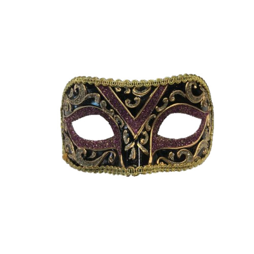 Glitter Masquerade Eye Mask - Purple & Gold