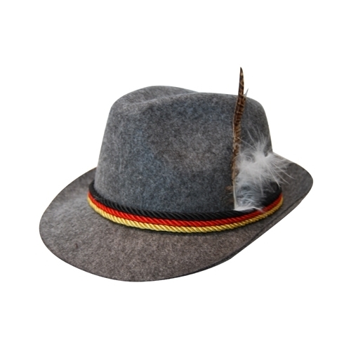 Oktoberfest Grey German Hat with Feather