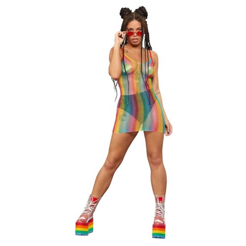Fever Rainbow Fishnet Dress - One Size
