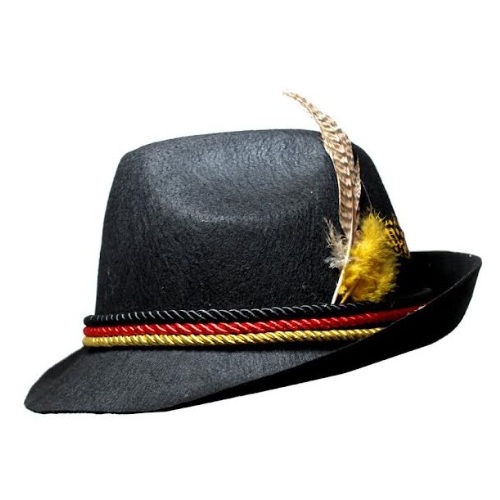 Oktoberfest Black German Hat with Feather