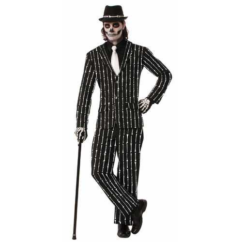 Skeleton Bone Pin Stripe Suit Men's Costume [Size: Standard]