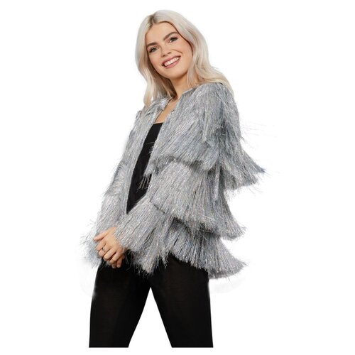Fever Tinsel Festival Jacket - Silver [Size: S-M (8-14)]