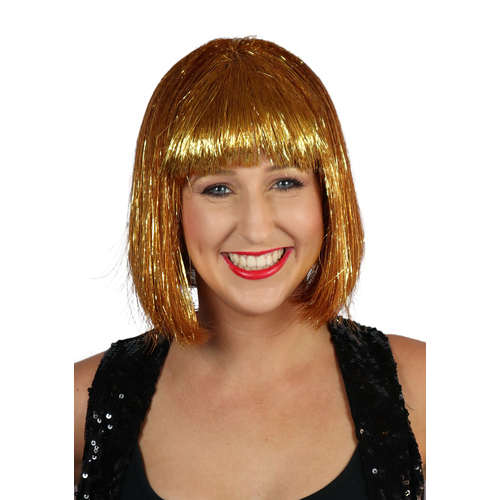 Disco Gold Tinsel Wig