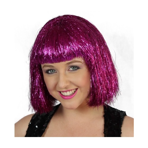 Disco Pink Tinsel Wig
