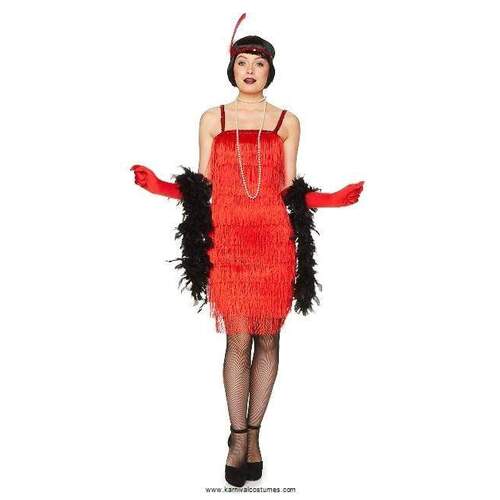 Red Fringed Flapper Dress Adult Costume [Size: S (8-10)]