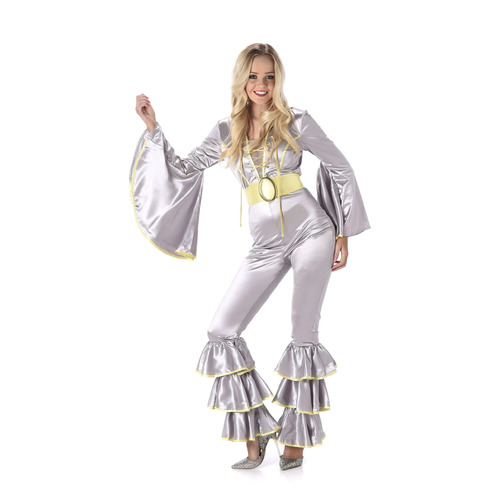 Silver Disco Jumpsuit Women's Costume [Size: S (8-10)]