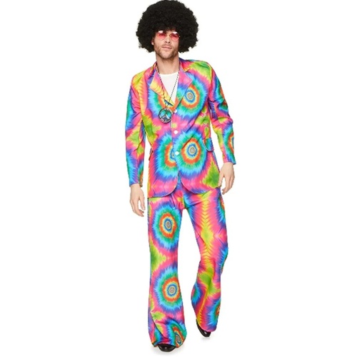 Rainbow Tie Dye Hippie Adult Suit [Size: Large]