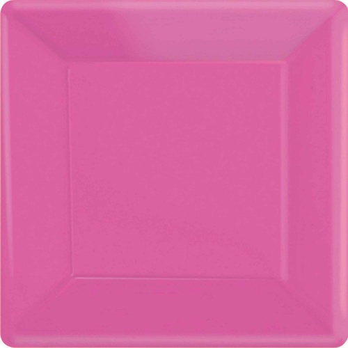 Paper Plates 23cm Square 20 Pk - Bright Pink