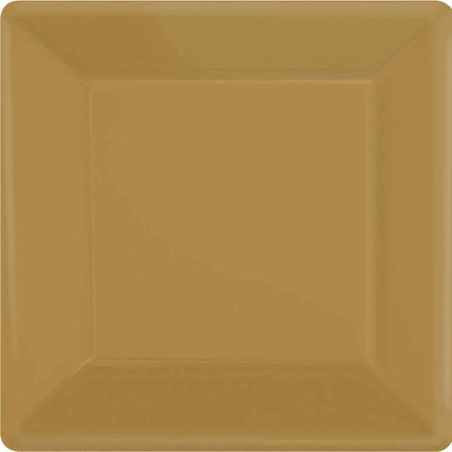 Paper Plates 23cm Square 20 Pk - Gold