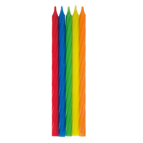 Primary Colours Twist Taper Candles - 10 Pk