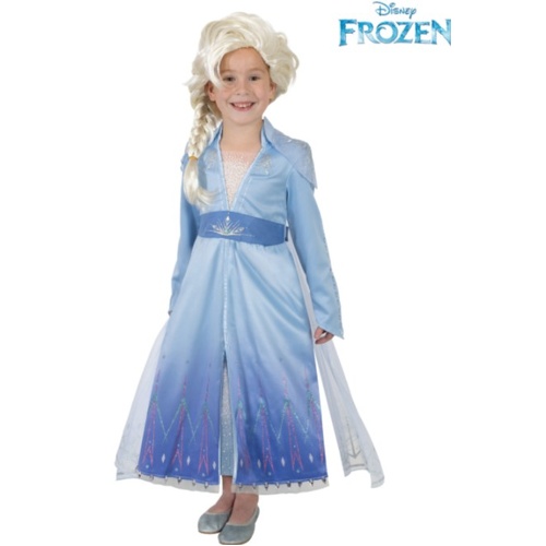  Disney Frozen 2 Elsa Premium Kid's Costume plus Wig [Size: 4-6 Yrs]