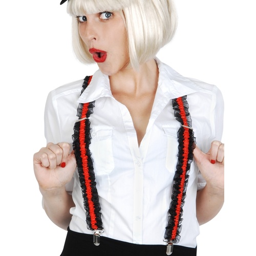 Braces - Frilly Black & Red