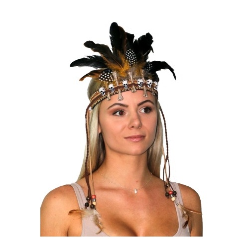 Festival Feathered Headpiece - Skull & Bone
