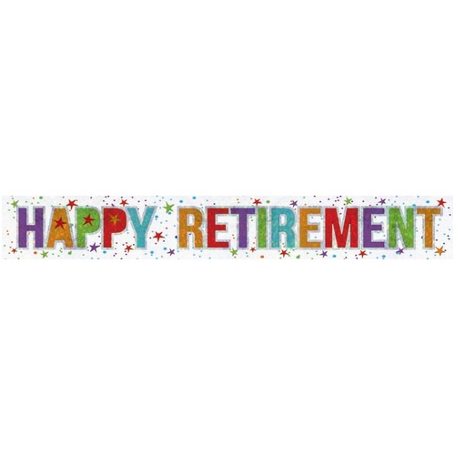 Happy Retirement Holographic Foil Banner - 2.7m