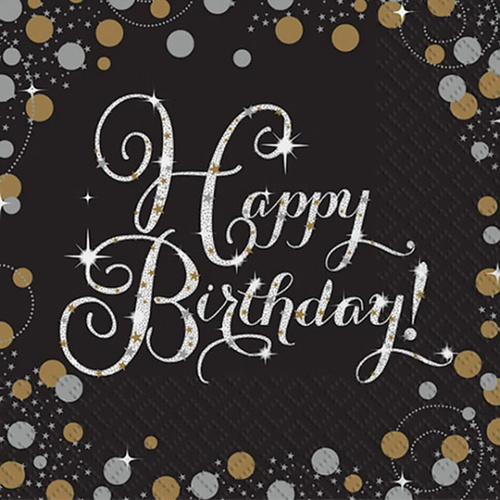 Sparkling Celebration Happy Birthday Lunch Napkins - 16 Pk