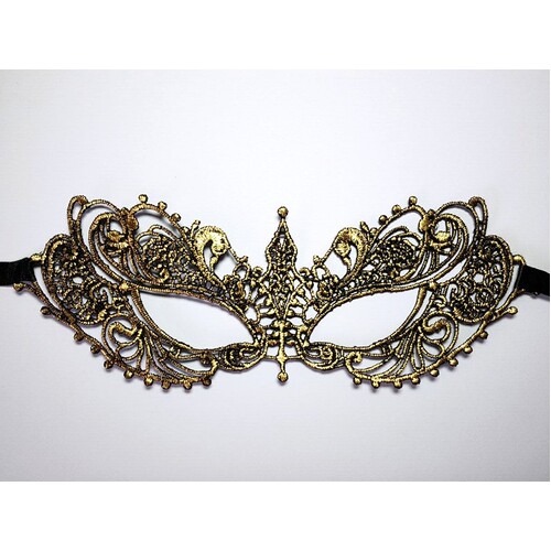 Reversible Black or Gold Lace Masquerade Eye Mask