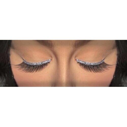 Eyelash - Black with Silver Glitter Trim