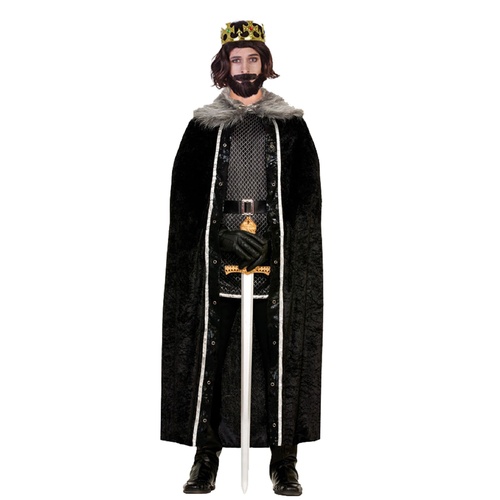 Medieval Cape - Black with Faux Fur Trim
