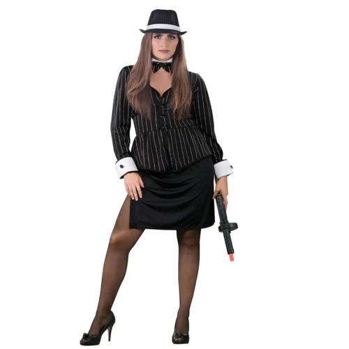 1920s Pinstripe Girl Gangster Adult Costume [Size: L (12-14)]