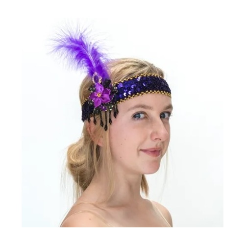 1920s Flapper Headpiece - Luxe Purple & Gold