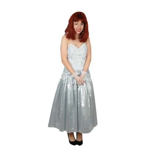 1980s Prom Dress - Silver Hire Costume*