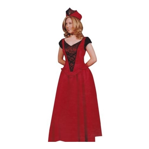Renaissance Queen - Red & Black Satin Gown Hire Costume*