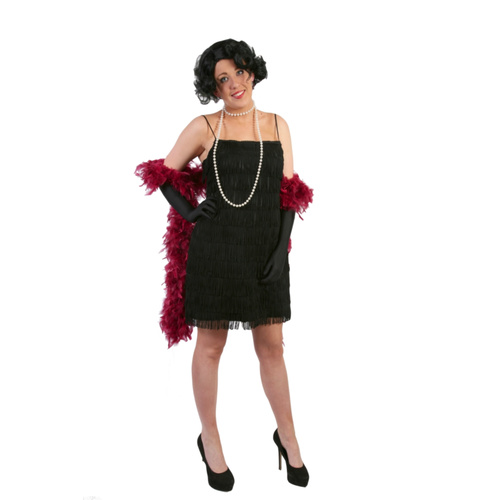 Flapper Dress - Black Fringed Hire Costume*