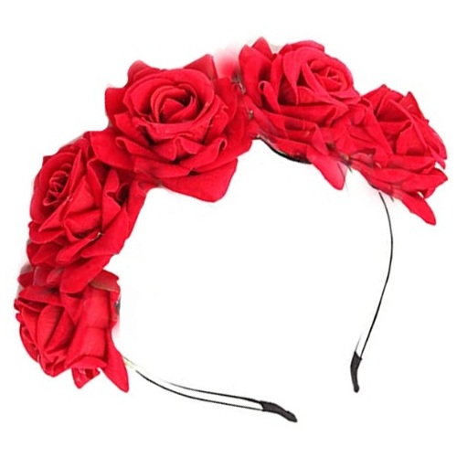 Deluxe Red Roses Day of the Dead Headband